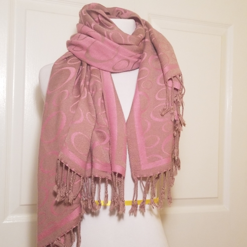 Pink and tan scarf